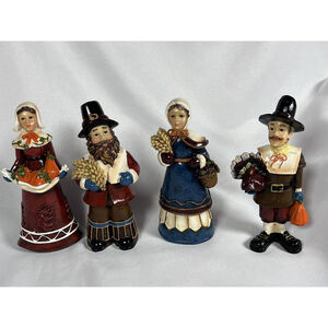 K'S COLLECTION Resin 4 Pilgrim Men & Women Figurine Thanksgiving  6 1/2" Tall